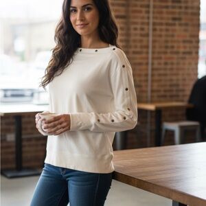 Red Haute Extremely Soft Cream Button-Accent Warm Top